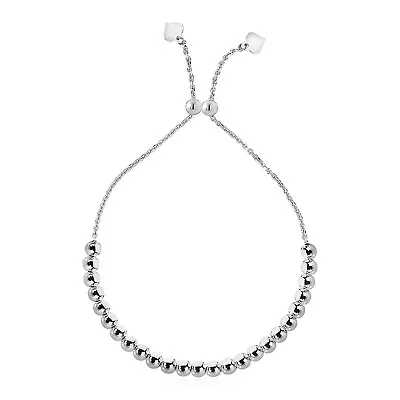 9.25  Inch Adjustable Round Bead Bracelet Draw String Authentic Sterling Silver • $51.60