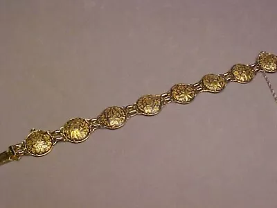 Vintage Goldtone & Black Enamel Toledoware Bracelet • $1.99