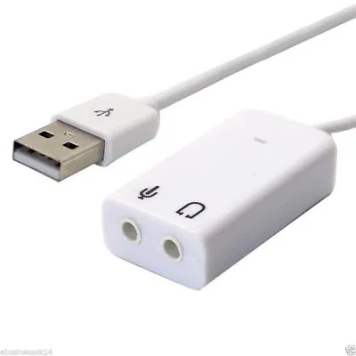 £3.19 • Buy USB 2.0 Sound Card Speaker Audio Adapter White 3.5mm Microphone Earphone Socket