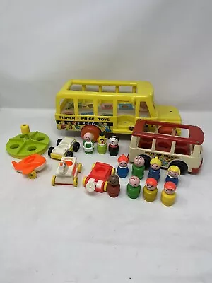 Vintage Fisher Price Little People Figures Bus Van Baby Playground Lot  EB-690 • $34.99
