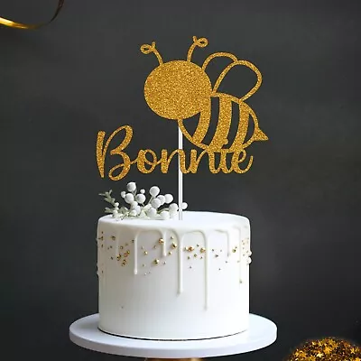 Happy Birthday Personalised Cake Topper Custom Any Name Bee Party Decoration UK • £2.97