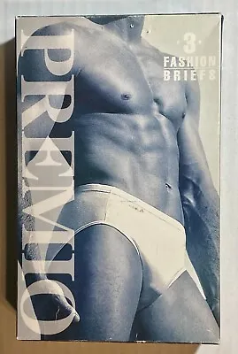 VTG Premio Mens Fashion Briefs 100% COTTON 3-PACK SIZE MED 32-34 • $29.99