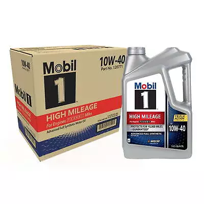 Mobil 1 Motor Oil High Mileage Full Synthetic Motor Oil 10W-40 5 QT (Pack Of 3) • $63.99