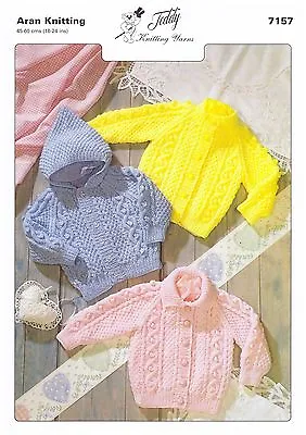 7157 Aran Knitting Pattern For Children's Jackets • £3.50