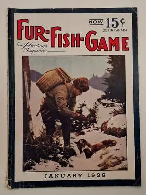 1938 Fur-Fish-Game Magazine NM Trout Fishing Sierra Marten Trapping Modena Hare • $39.95
