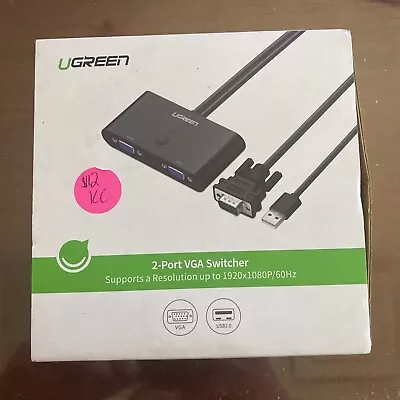 UGREEN 2 Port VGA Switch To Male 2.0 USB A 1920×1080/60Hz For PC TV Monitors • $12.99