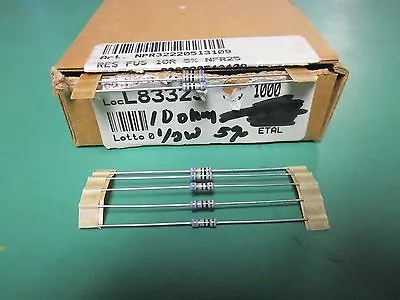 5 Pack Metal Oxide Film 10 OHM 1/2 Watt 5% Resistors NOS NFR25H 10R • $1