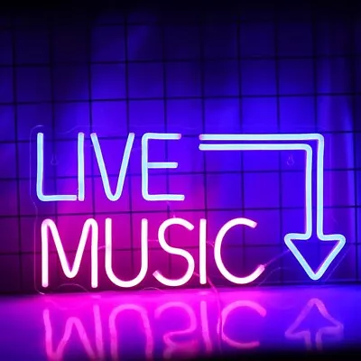 Live Music Neon Sign Music LED Neon Lights Letters Neon Light Sign Neon Bar S... • $45.99