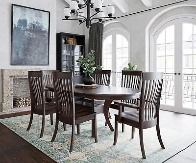 Amish 7-Pc Mission Craftsman Dining Set Solid Wood Trestle 42  X 72  • $3579