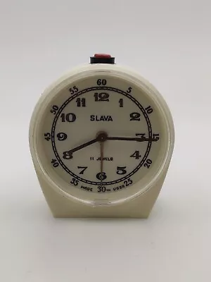 Vintage Alarm Clock Slava Plastic Case Mechanical USSR  • $32.56