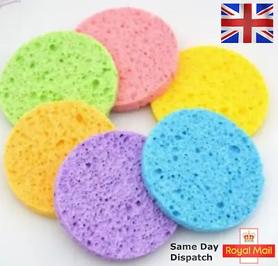 2x Cellulose Sponge Facial Skin Cleansing Exfoliate 8CM Pad Face Clean Remover  • £2.98