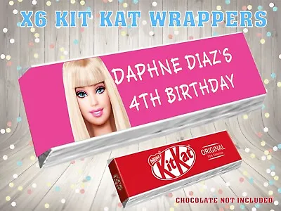 £1.20 • Buy PERSONALISED PINK BARBIE  Kit Kat Label / Wrappers Ideal Party Bag Filler