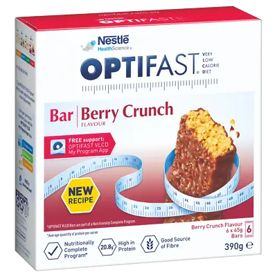 £21.90 • Buy Optifast VLCD 6 X 65g (390g) Bars - Berry Crunch Flavour Meal Replacement Diet