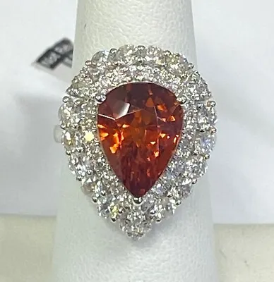 Mandarin Garnet Diamond 14K WG Ring • $3300