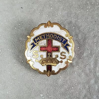 Vintage Little System Cross And Crown Enamel Methodist Sunday School Pin • $8.93