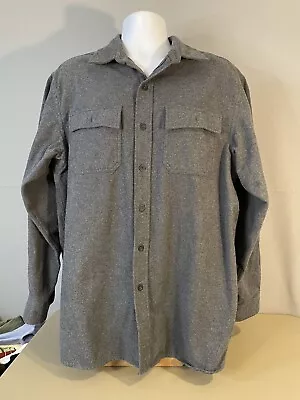 LL Bean Mens L Chamois Cloth Heavy Work Shirt Button Up Gray Long Sleeve Vtg • $25