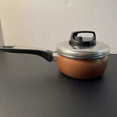 Vintage MEGAWARE Brown Pot Cookware 1 Quart Saucepan  Spain Steam Release • $9.99