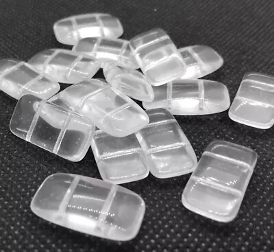 Glass Flat Oblong 2 Hole Carrier Bead - Clear - Pack Of 16 • £1.99