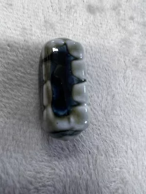 1x Large Focal Ceramic Bead Rectangle Blue Grey 27mm By 12mm (z5-270) • £2.54