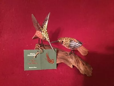 John J Madison Wildlife Woodcarvings Allen’s Hummingbirds Pair Hand Carved Bird • $34.99