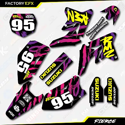 Black & Yellow Retro Fierce Racing Graphics Kit Fits 07-09 Suzuki RMZ250 RMZ 250 • $119.66