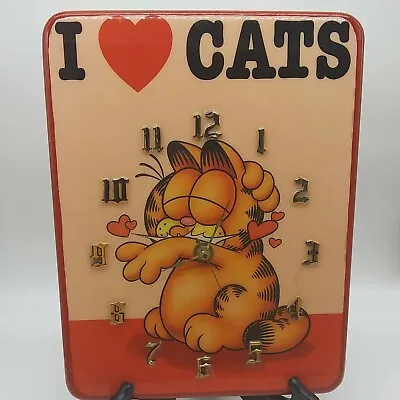 Garfield Wall Clock Painted Enamel  Vintage Not Working  I ❤ Cats • $205.52