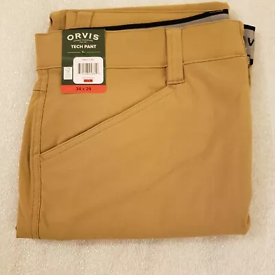 NWT Orvis Men’s 34x29 Tech Pants Pant Hiking Travel Antique Bronze Khaki  • $19.99