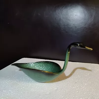 Pal-Bell Co Green Brass Duck Swan Trinket Dish Bowl Ash Made In Israel  • $109.99