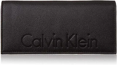 Calvin Klein Men's Leather Black Secretary Wallet With Zipper - 79473 • $39.99