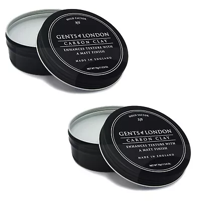 Gents Of London Carbon Clay Matt Medium Hold Hair Styling Wax 75g TWIN PACK • £14.99