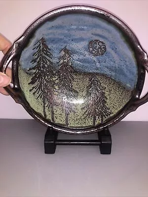 David Eeles Studio Art Pottery Handled Dish 1960’s Shepherds Well Dorset #614 • £100