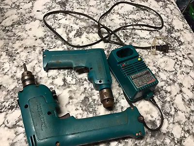 2 Makita Drills Model 6012HD 6010SD 10mm Charger Parts Repair Can’t Test 9.6 • $9.99