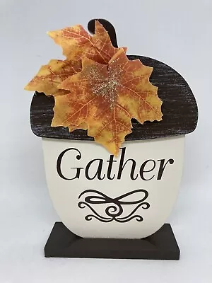 Small Wood Acorn Gather Fall Tabletop Decor 7.5  X 5  • $2