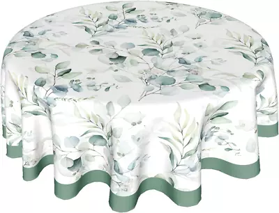 Spring Flower Tablecloth Round 60 Inch Round Tablecloth Sage Green Leaf Floral • $21.83