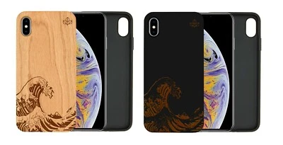 £21.99 • Buy IPhone Samsung Huawei Pixel Natural Wooden Phone Case Engraved Kanagawa Wave
