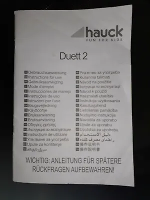 Hauck Duett 2 Tandem Pushchair Instruction Manual (USED) • £5.95