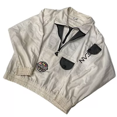 VINTAGE OP OCEAN PACIFIC 720 AIRBORNE SURFER WINDBREAKER JACKET Sz L White • $37.08