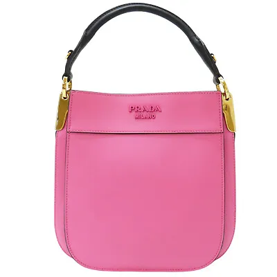 PRADA Margit Shoulder Handbag Pink Calfskin Leather 1BC082 • $1053.36