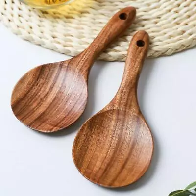 £4.62 • Buy Teak Rice Spoon Set Cooking Spatula Scoop Kitchen Utensils Wooden Handle.
