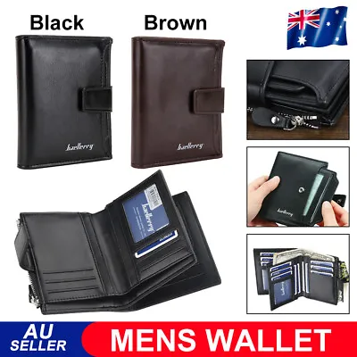 $15.85 • Buy Leather Mens Wallet RFID Blocking Credit Card Holder Coin Zipper Folding Purse