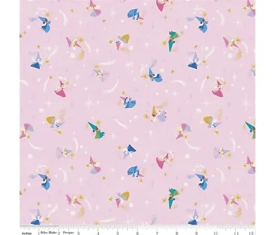 Riley Blake Little Brier Rose Pink Fairies Sparkle Metallic Fabric 100% Cotton  • £4.50