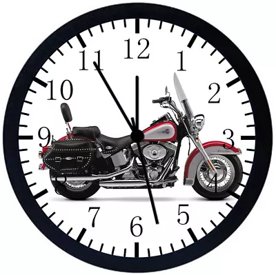 American Motorcycle Black Frame Wall Clock Nice For Decor Or Gifts E335 • $19.95