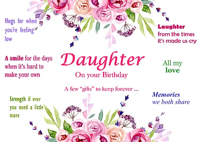 £3.41 • Buy Daughter Birthday Card - For My Daughter On Her Birthday  Daughter Keepsake Card