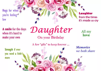 £3.41 • Buy Daughter Birthday Card - For My Daughter On Her Birthday  Daughter Keepsake Card