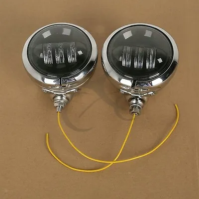 $79.99 • Buy 4-1/2  LED Auxiliary Spot Fog Passing Lights Lamp W/ Housing Bucket For Harley
