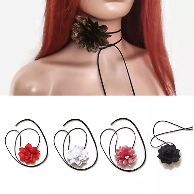 £4.25 • Buy Big Rose Flower Choker Necklace Rope Adjustable Womens Ladies Cosplay Party UK