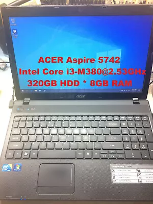 ACER Aspire 5742_Intel Core I3-M380@2.53GHz_320GB HDD_8GB DDR3 RAM_15.6  Screen • $209.99