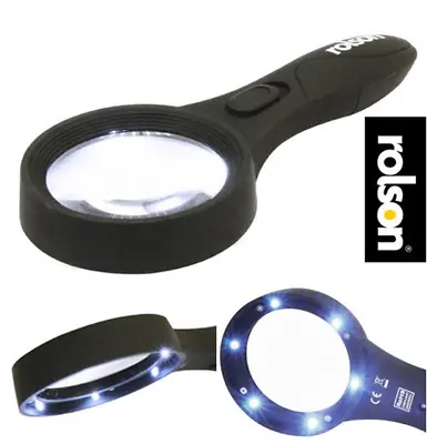 Rolson Large Magnifying Glass With Light Illuminated 6 LED Lamp Reading Books • £9.49