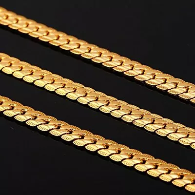 18K Gold Vermeil Tarnish-Resist 6mm Italian Snake Curb Link Chain Necklace B809G • $19.99