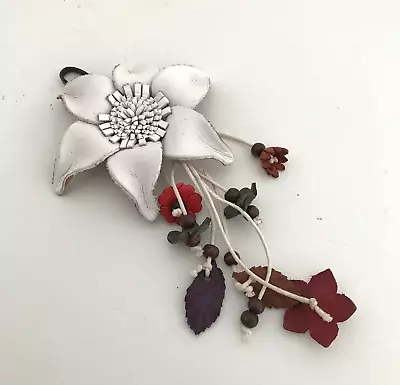 Large White Leather Flower Handbag Charm • £11.50